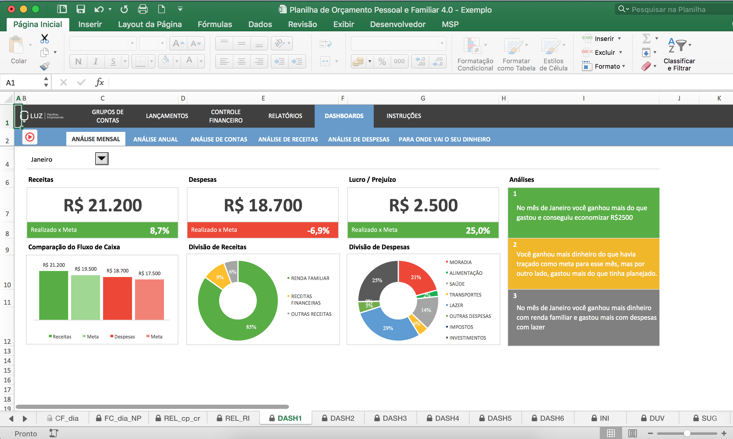 Planilha de Orçamento Pessoal e Familiar em Excel
