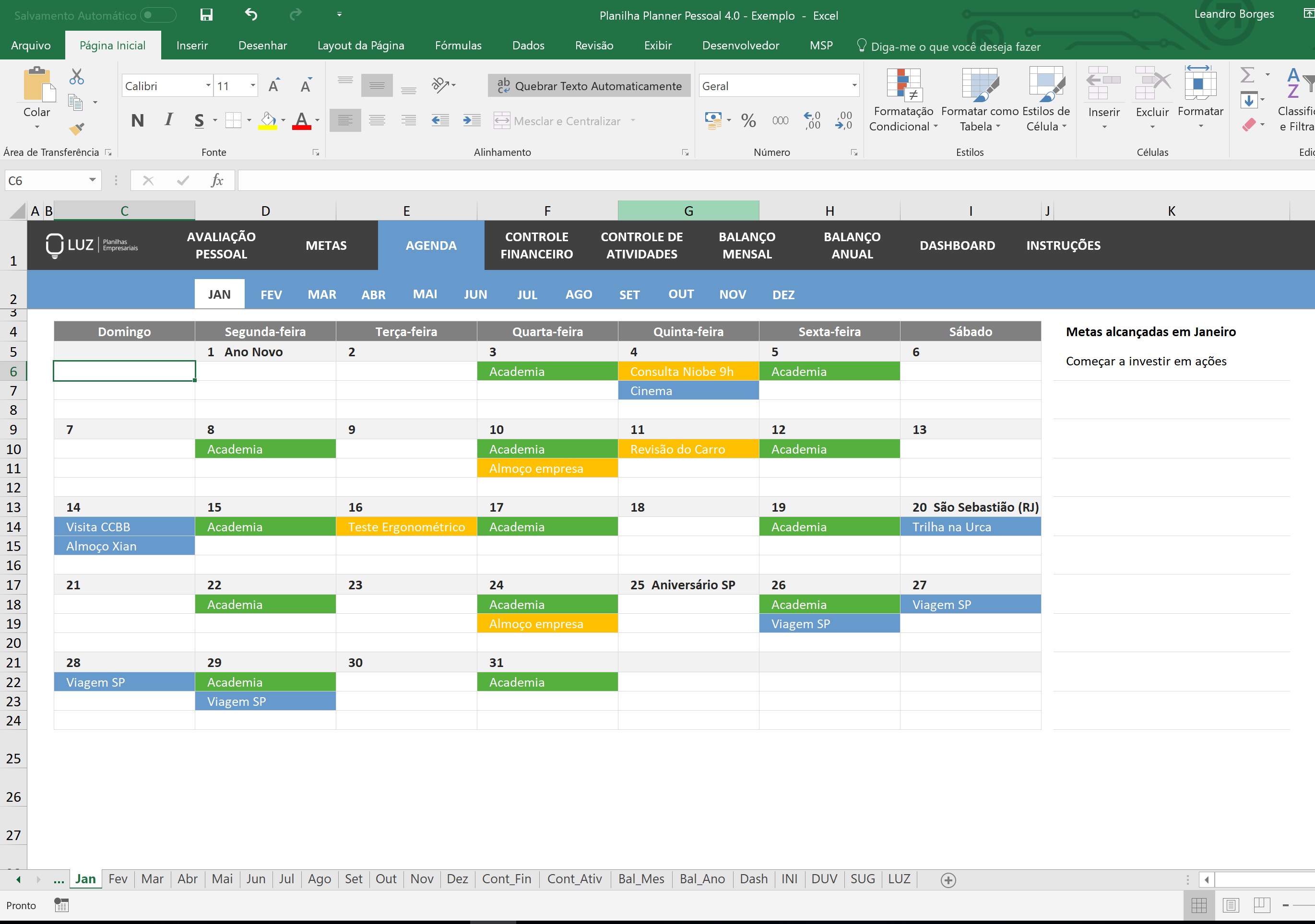 Planilha Planner Pessoal Em Excel Planilhas Prontas