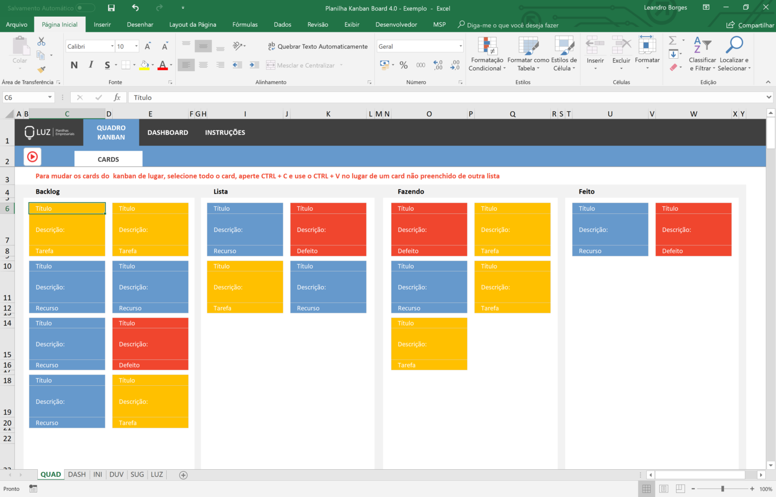 Planilha Kanban Excel Planilhas Prontas