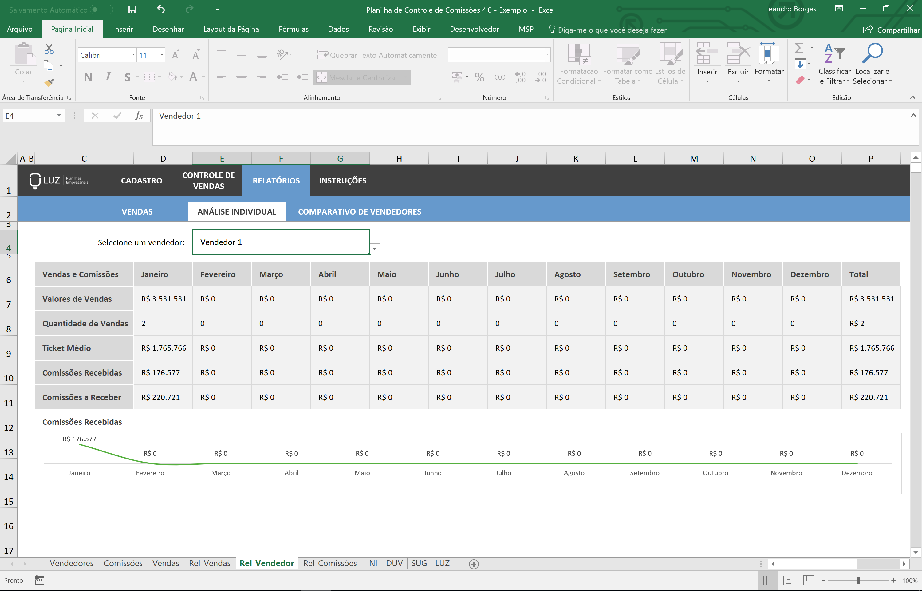 Planilha de Controle de Comissões em Excel Planilhas Prontas