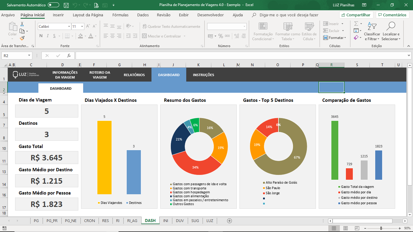 Planilha de Viagem em Excel Planilhas Prontas