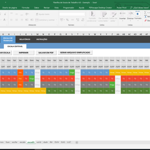 Planilha de Escala de Trabalho em Excel - Planilhas Prontas