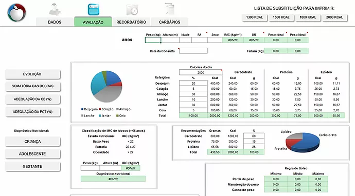 Nutri Calc – Sistema Completo para Nutricionistas em Excel