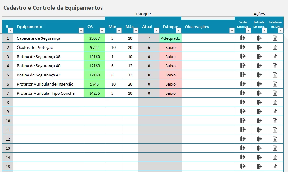 Planilha De Controle De Epi Em Excel Planilhas Prontas The Best Porn Website